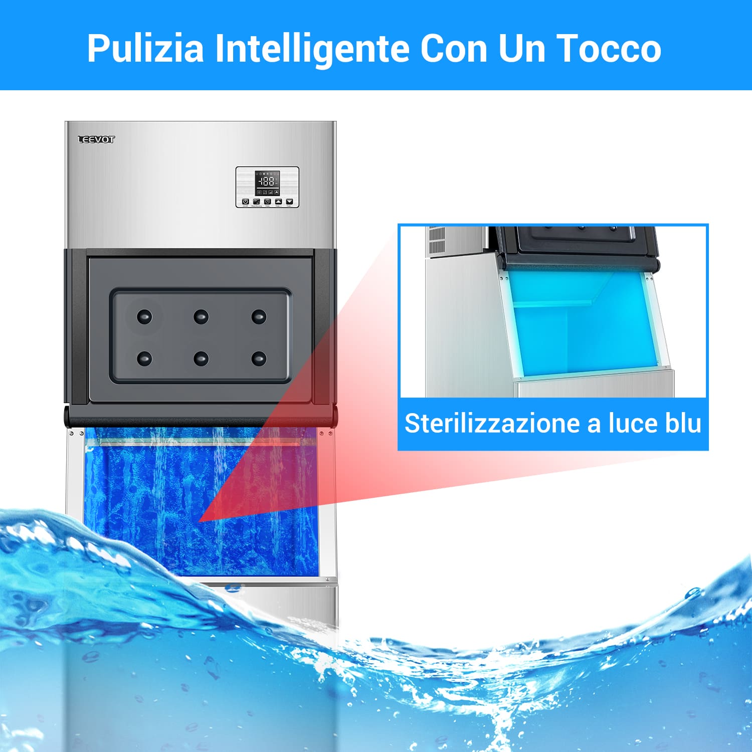 Leevot CIM-2100F Macchina per Ghiaccio Modulare - Grado Commerciale, Raffreddato ad Aria, Ideale per Bar, Uffici e Caffetterie