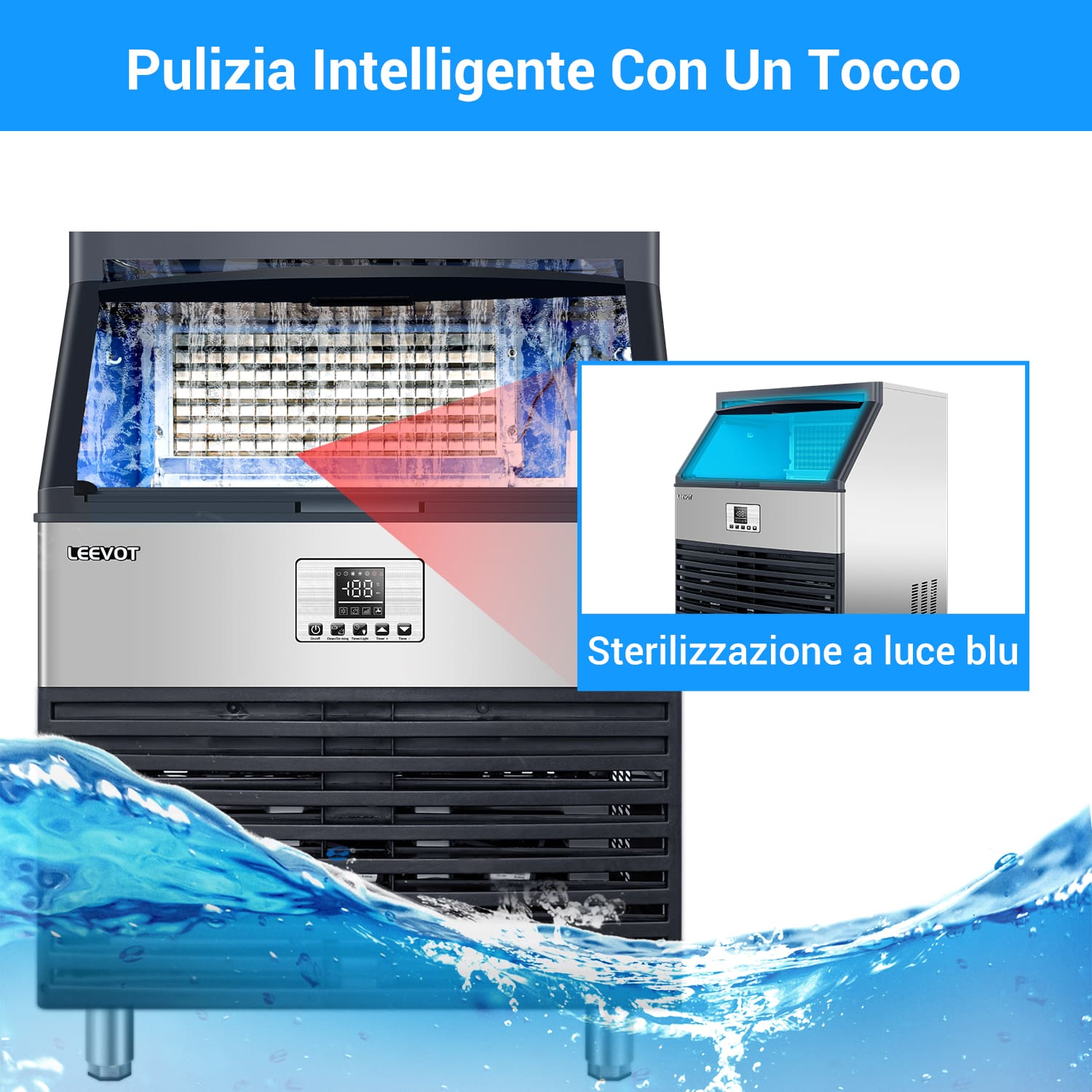 Leevot CIM-1400F Fabbricatore di Ghiaccio da Sottobanco - Grado Commerciale, Raffreddato ad Aria, Perfetto per Bar, Uffici e Caffetterie