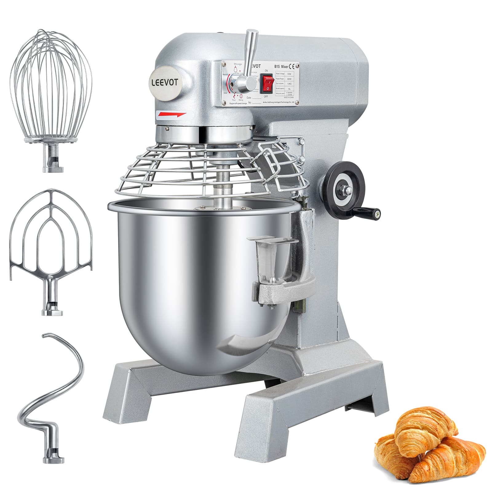 Leevot Mixer da 15L. Robusto - Prestazioni Affidabili per Panifici e Pizzerie