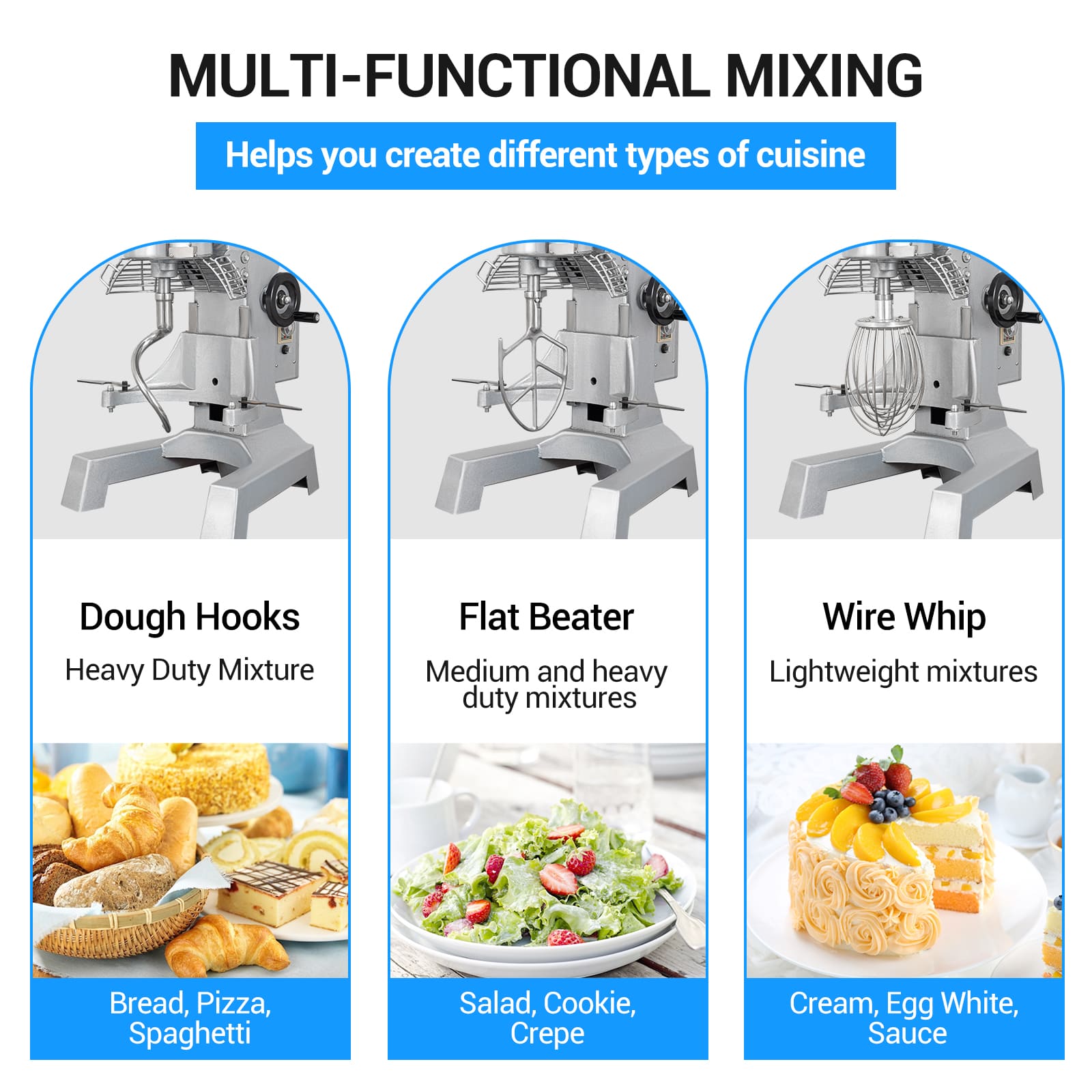 Leevot mixer professionale 30 L. - Funzione di Temporizzazione, Mixer Elettrico da Banco Robusto con Protezione e Accessori Standard